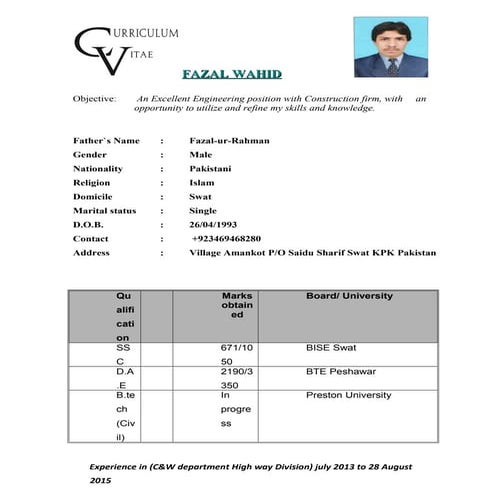 FAZAL CV | DOC
