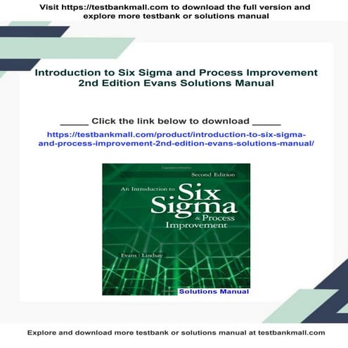 Introduction to Six Sigma and Process Improvement 2nd Edition Evans Solutions...