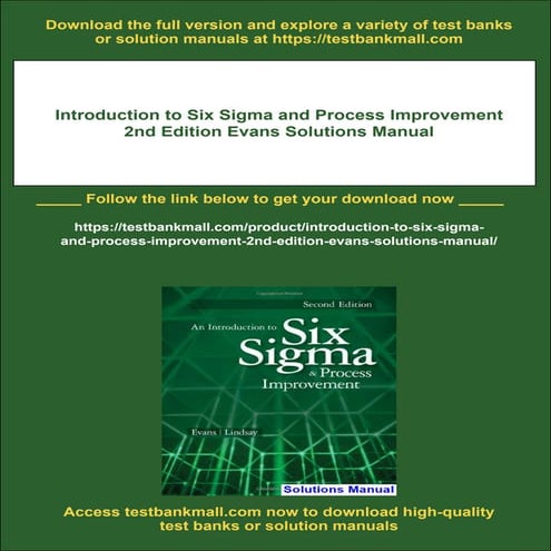Introduction to Six Sigma and Process Improvement 2nd Edition Evans Solutions...