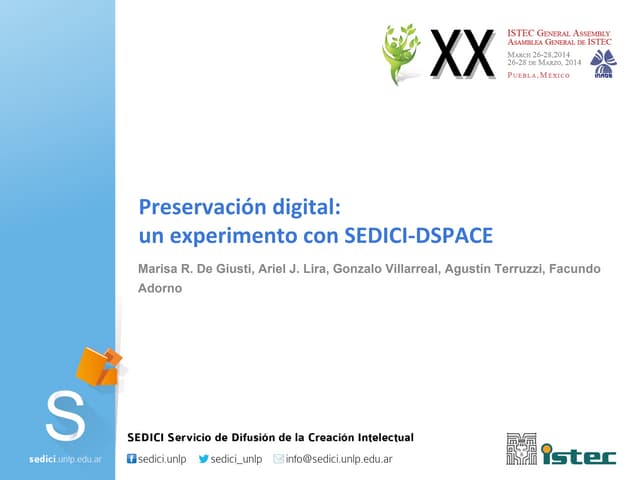 Preservación digital: un experimento con SEDICI-DSpace