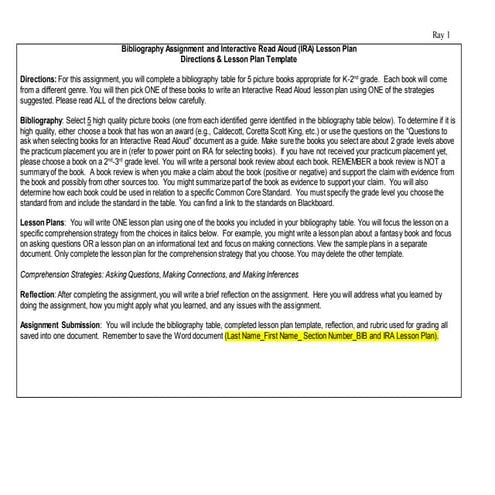 Ray_LeAnne_001_BIB and IRA Lesson Plan