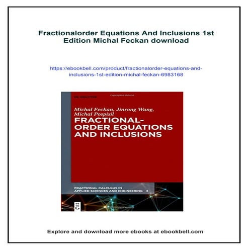 Fractionalorder Equations And Inclusions 1st Edition Michal Feckan