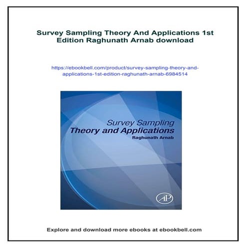 Survey Sampling Theory And Applications 1st Edition Raghunath Arnab | PDF