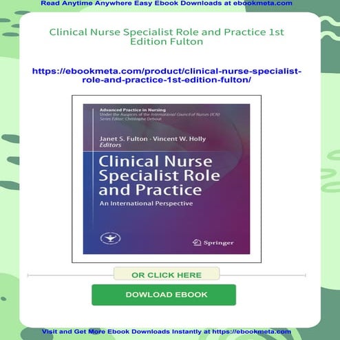 Clinical Nurse Specialist Role and Practice 1st Edition Fulton | PDF