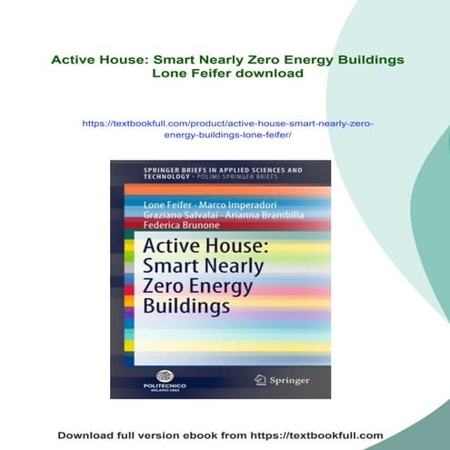 Active House: Smart Nearly Zero Energy Buildings Lone Feifer | PDF