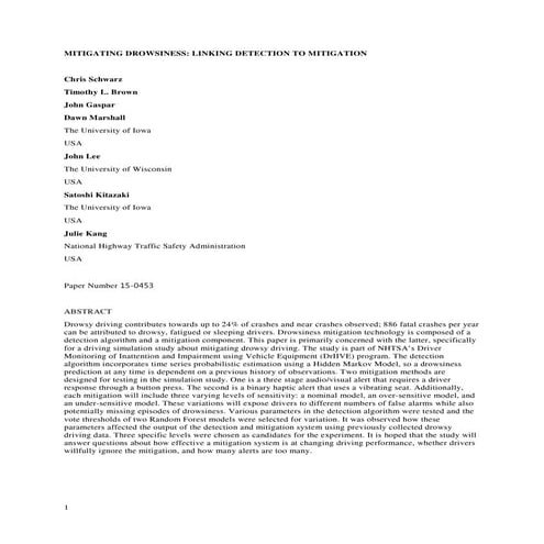 24ESV-000453 Mitigating Drowsiness Linking Detection to Mitigation
