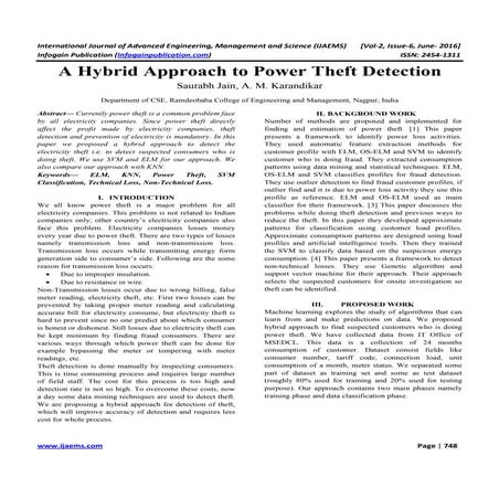 a hybrid approach to power theft detection