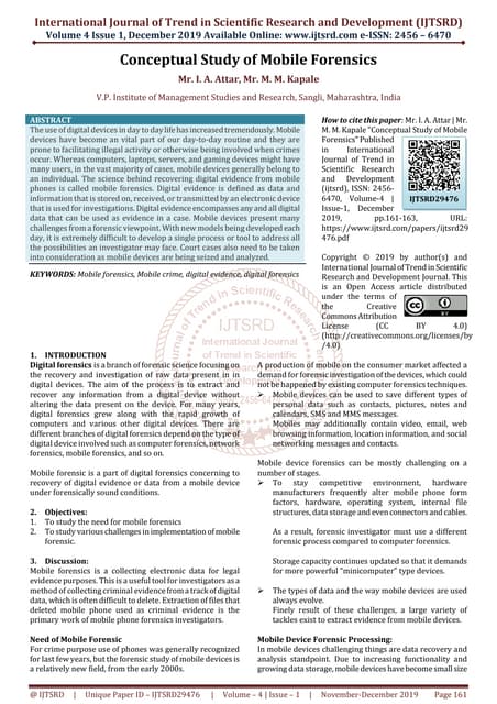Conceptual Study of Mobile Forensics