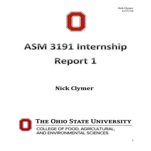 Nick Clymer Internship Report 1