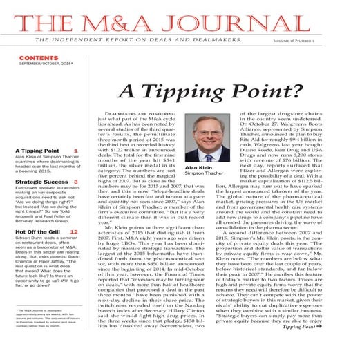 The M&A Journal Volume 16, Number 1