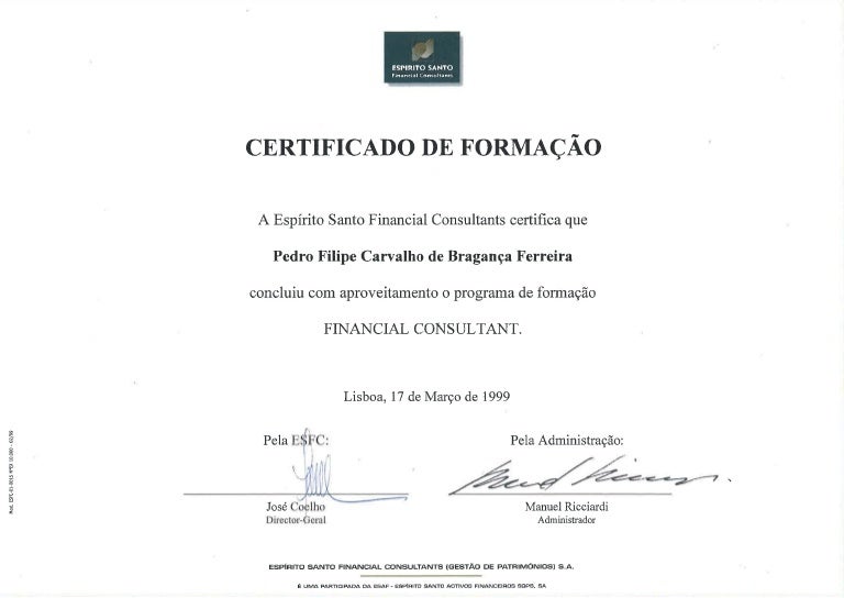 Certified Financial Consultant Diploma Certificate by ESAF