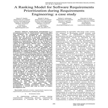 A Ranking Model for Software Requirements Prioritization during Requirements ...