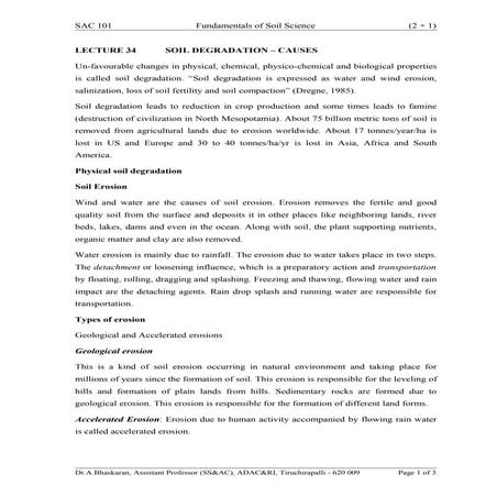 Soil Degradation/ Erosion