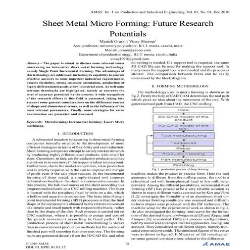 Sheet Metal Micro Forming: Future Research Potentials