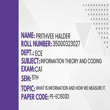 NEED FOR MEASURING INFORMATION IN INFORMATION THEORY | PDF