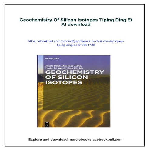Geochemistry Of Silicon Isotopes Tiping Ding Et Al