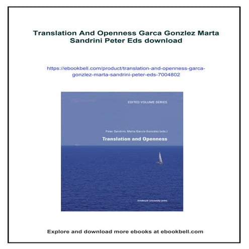Translation And Openness Garca Gonzlez Marta Sandrini Peter Eds