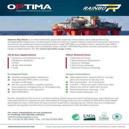 Optima Rig Wash | PDF