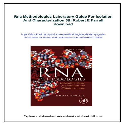 Rna Methodologies Laboratory Guide For Isolation And Characterization ...