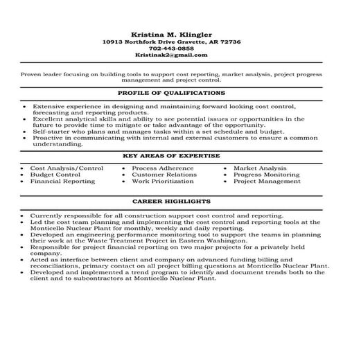 Kristina M Klingler Resume