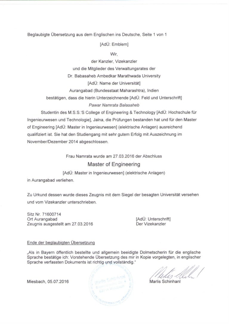 Master Abschlussnachweise