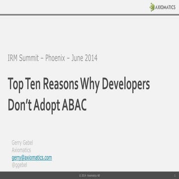 Top Ten Reasons Why Developers Don't Adopt ABAC