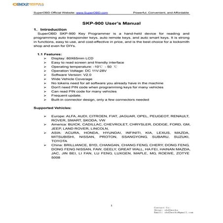 superOBD skp-900 key programmer user manual