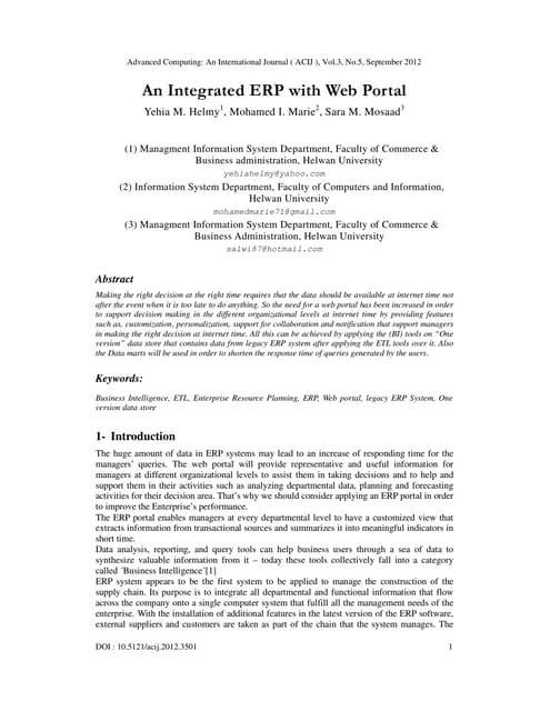 An Integrated ERP with Web Portal 