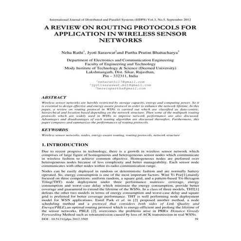 A REVIEW ON ROUTING PROTOCOLS FOR APPLICATION IN WIRELESS SENSOR ...