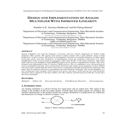 DESIGN AND IMPLEMENTATION OF ANALOG MULTIPLIER WITH IMPROVED LINEARITY 