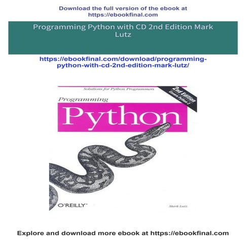 [FREE PDF sample] Programming Python with CD 2nd Edition Mark Lutz ...