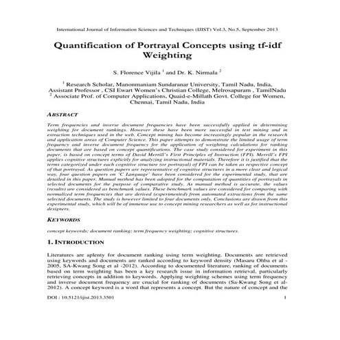 Quantification of Portrayal Concepts using tf-idf Weighting