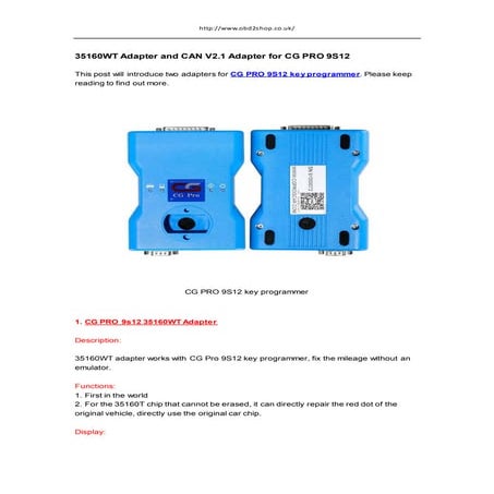 35160 wt adapter and can v2.1 adapter for cg pro 9s12