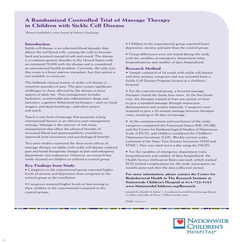 Research Brief: Massage Therapy and Sickle Cell