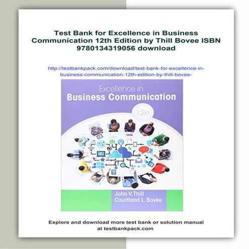Test Bank for Excellence in Business Communication 12th Edition by ...