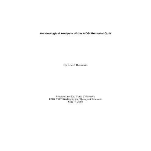 ENG3317_RhetoricalTheory_ideological_analysis_of_aids_memorial_quilt