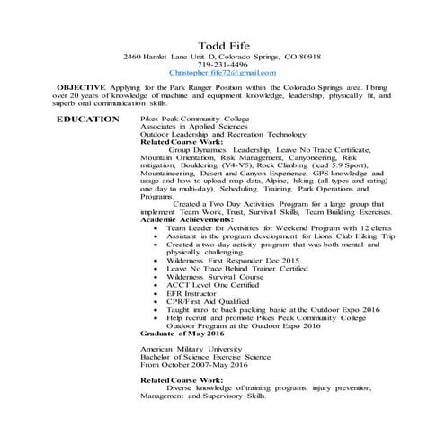 Outdoor Resume pdf | PDF