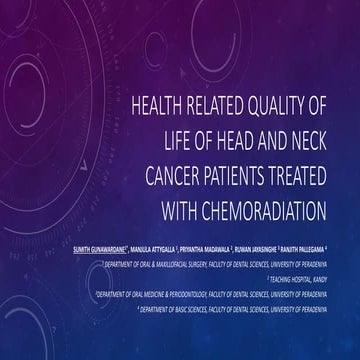 HEALTH RELATED QUALITY OF LIFE OF HEAD AND NECK CANCER PATIENTS TREATED WITH ...
