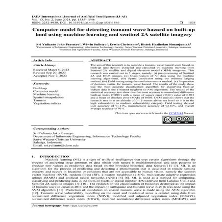 Computer model for detecting tsunami wave hazard on built-up land using machi...