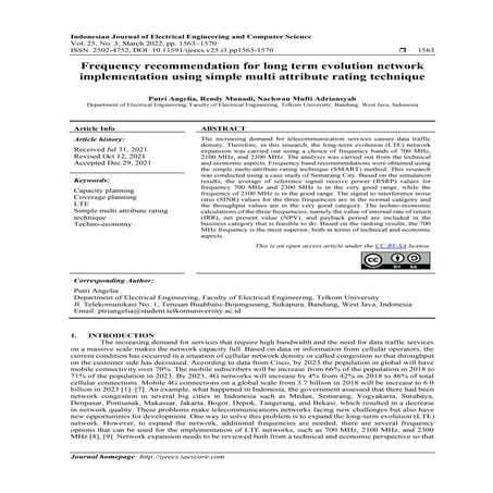 Frequency recommendation for long term evolution network implementation ...