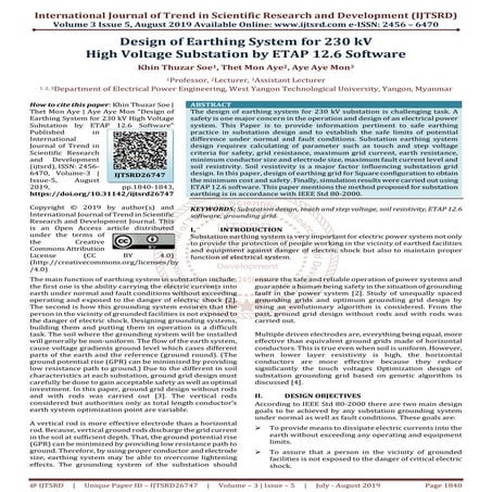 Design of Earthing System for 230 kV High Voltage Substation by ETAP 12.6 Sof...