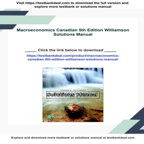 Macroeconomics Canadian 5th Edition Williamson Solutions Manual