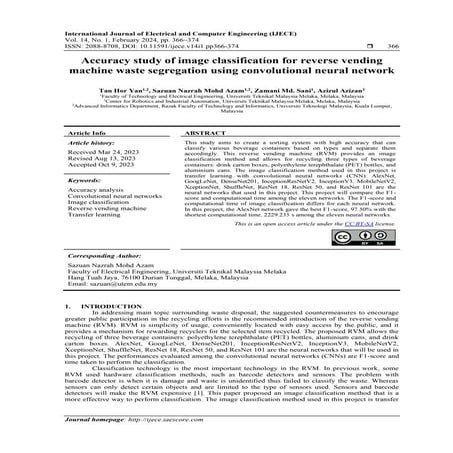 Accuracy study of image classification for reverse vending machine waste segr...