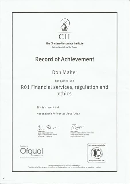R05 Exam Certificate | PDF