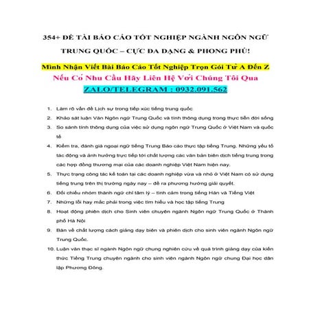 354+ Đề Tài Báo Cáo Tốt Nghiệp Ngành Ngôn Ngữ Trung Quốc – Cực Đa Dạng & Ph...