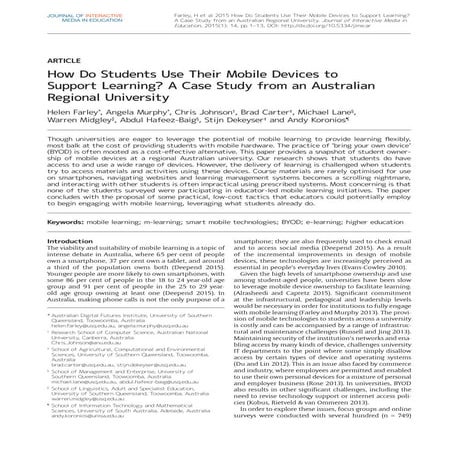 How Do Students Use Their Mobile Devices to Support Learning? A Case Study fr...