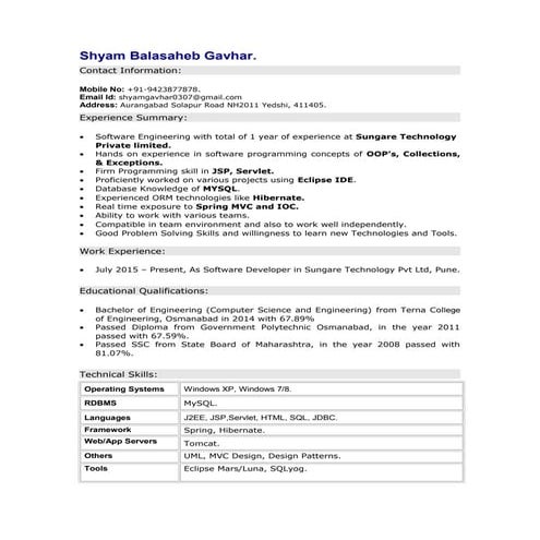 ShyamGavhar1yearExperience