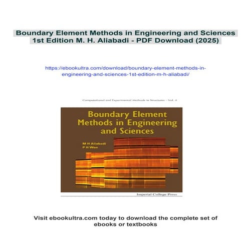 Boundary Element Methods in Engineering and Sciences 1st Edition M. H ...