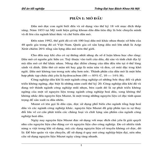 Thiết kế phân xưởng chưng cất dầu mazut ở áp suất chân không qua việc tính to...