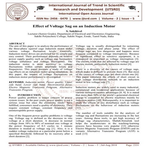 Effect of Voltage Sag on an Induction Motor